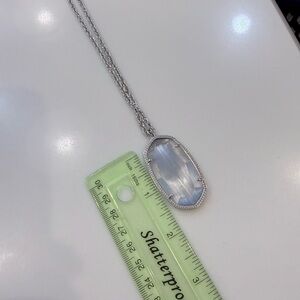 Kendra Scott long Silver Necklace with Silver grey Pendant